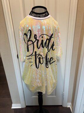Women's White "Bride to Be" Sequin Shirt - NWT - OSFA